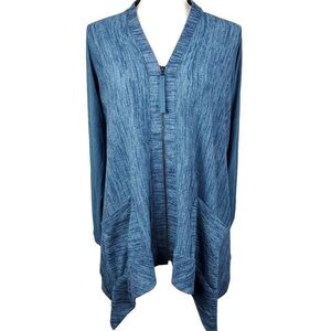 Logo Lori Goldstein blue zip up cardigan jacket